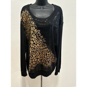 Bongo Womens Size 3X Pullover Leopard Cheetah Print Blouse Long Sleeve